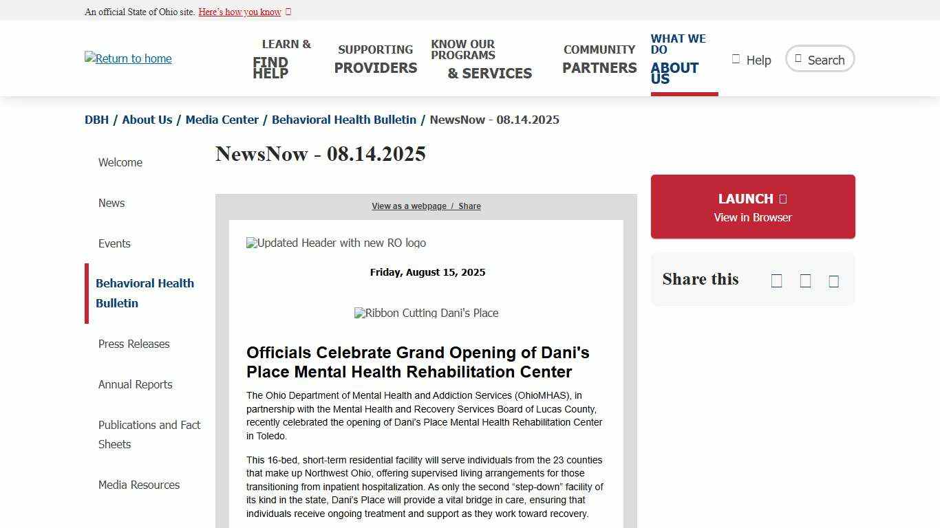 NewsNow - 08.14.2025 Department of Behavioral Health